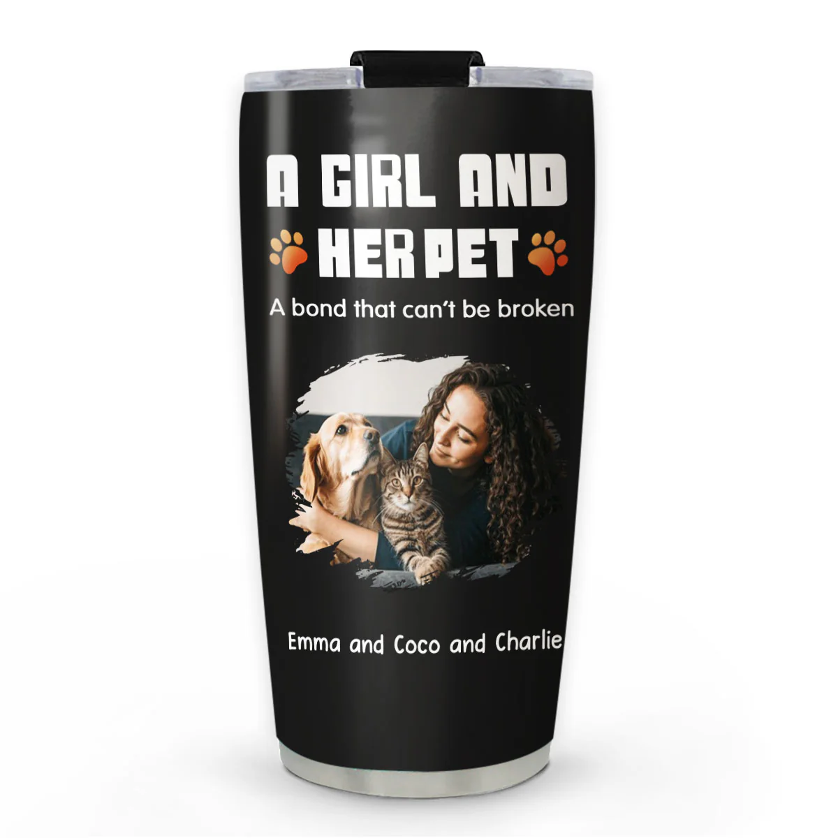 Human And Their Pet Cartoon Christmas Photo - Personalized Custom Tumbler
