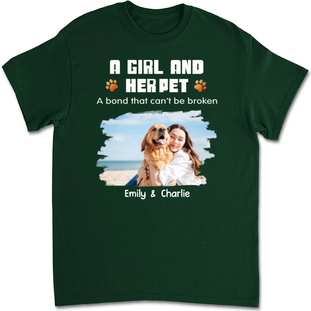 Human And Their Pet Cartoon Christmas Photo - Personalized Custom Unisex T-shirt - Image 5