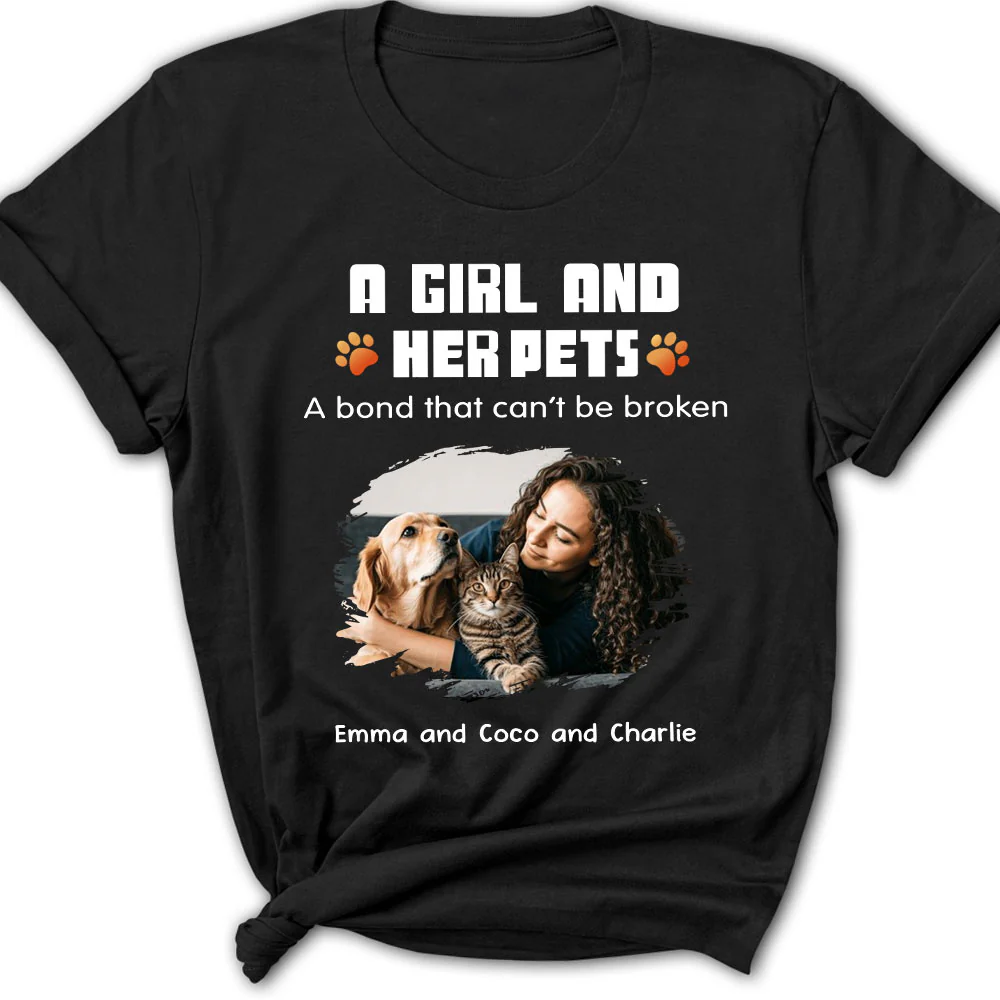Human And Their Pet Cartoon Christmas Photo - Personalized Custom Women's T-shirt