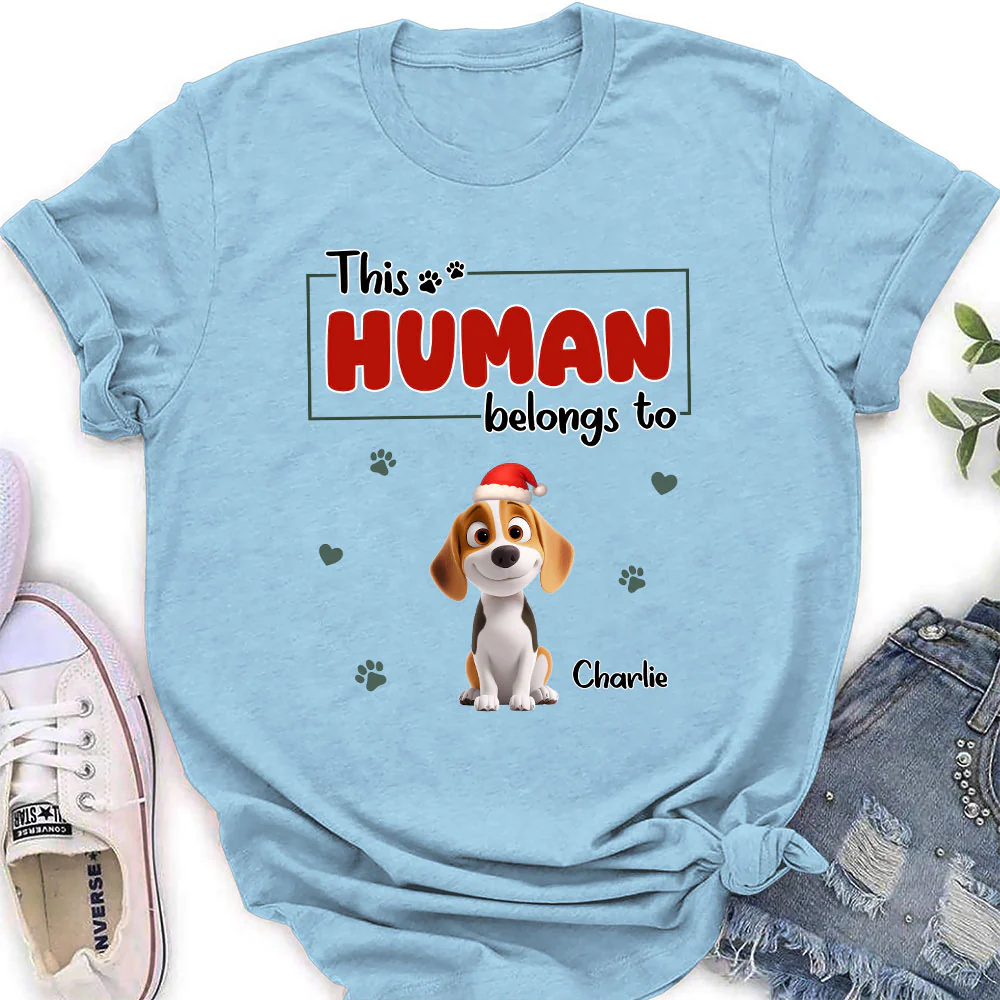 Human Belongs To Dog Christmas - Personalized Custom Women's T-Shirt - Image 3