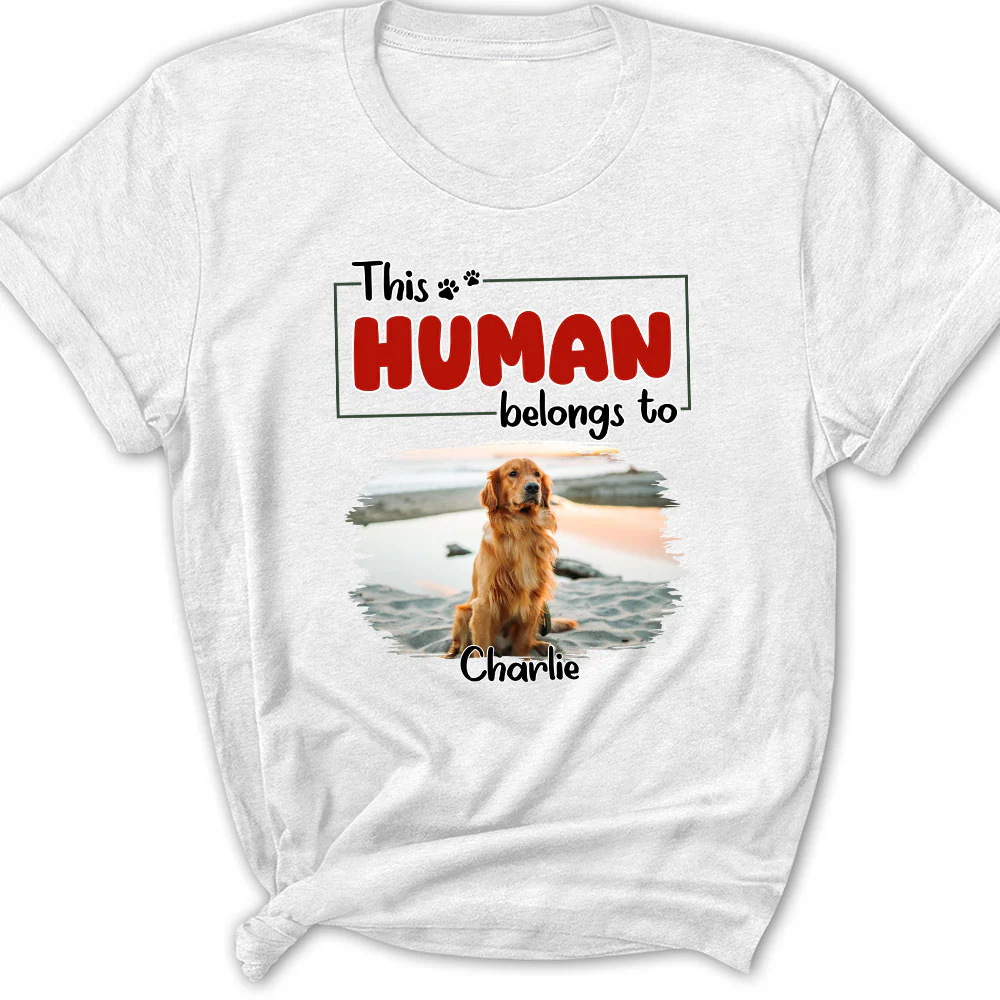 Human Belongs To Dog Christmas Photo - Personalized Custom Women T-Shirt