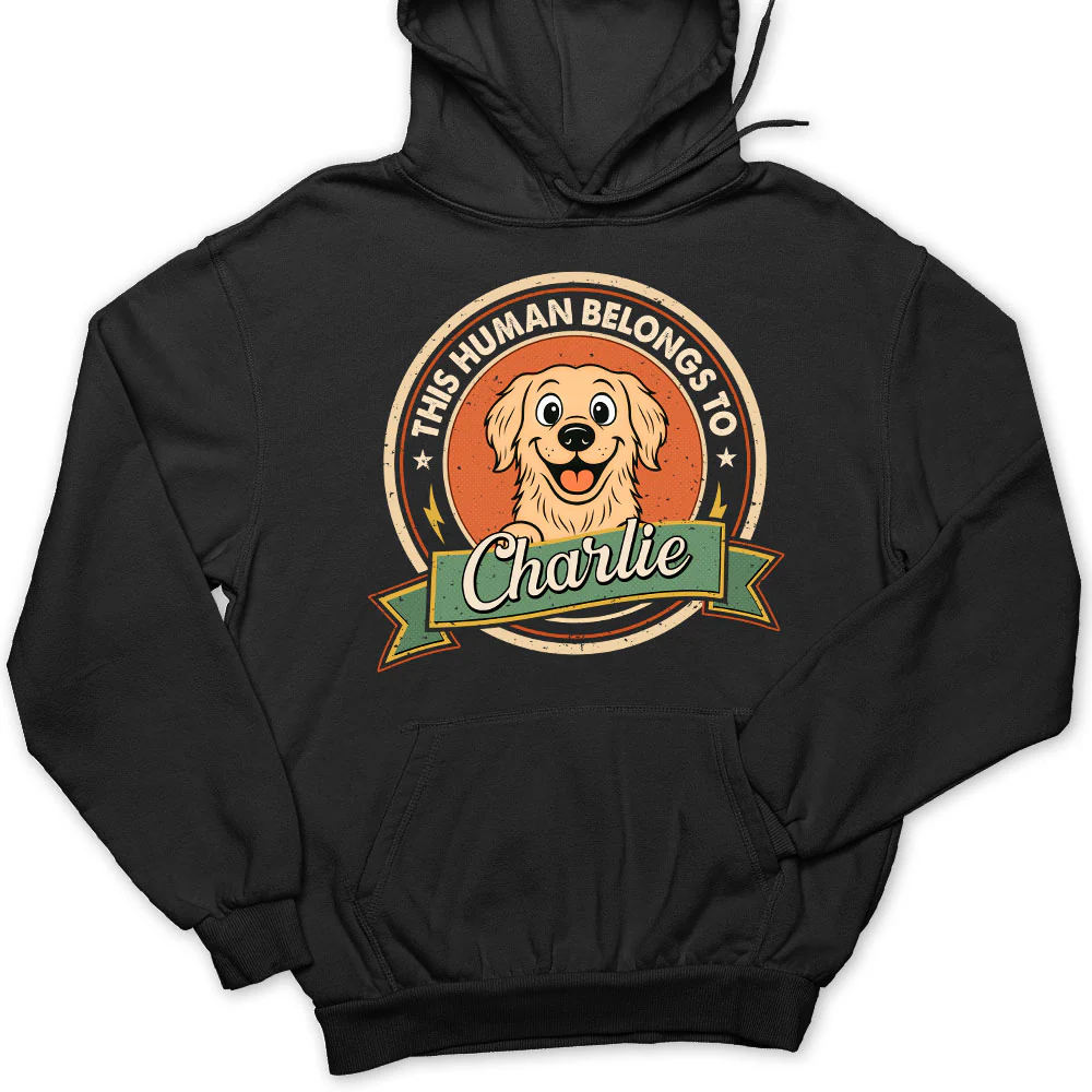 Human Belongs To Dog Retro - Personalized Custom Hoodie