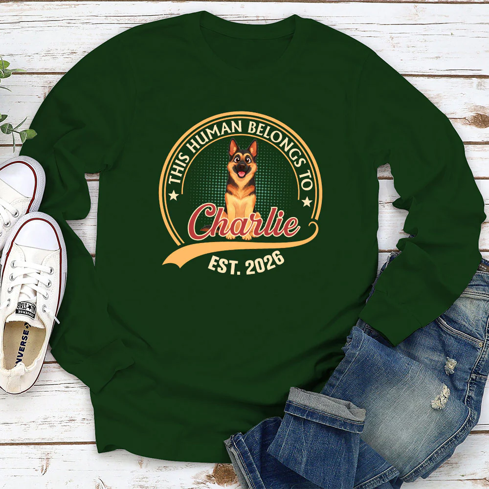 Human Belongs To Storybook Dog - Personalized Custom Long Sleeve T-shirt - Image 3