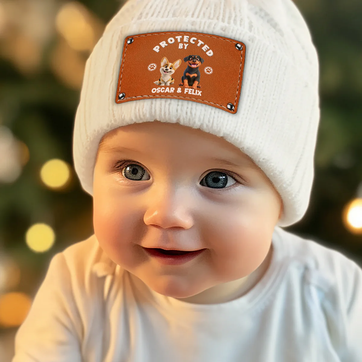 Human Protected By Dogs - Personalized Custom Beanie - Image 4
