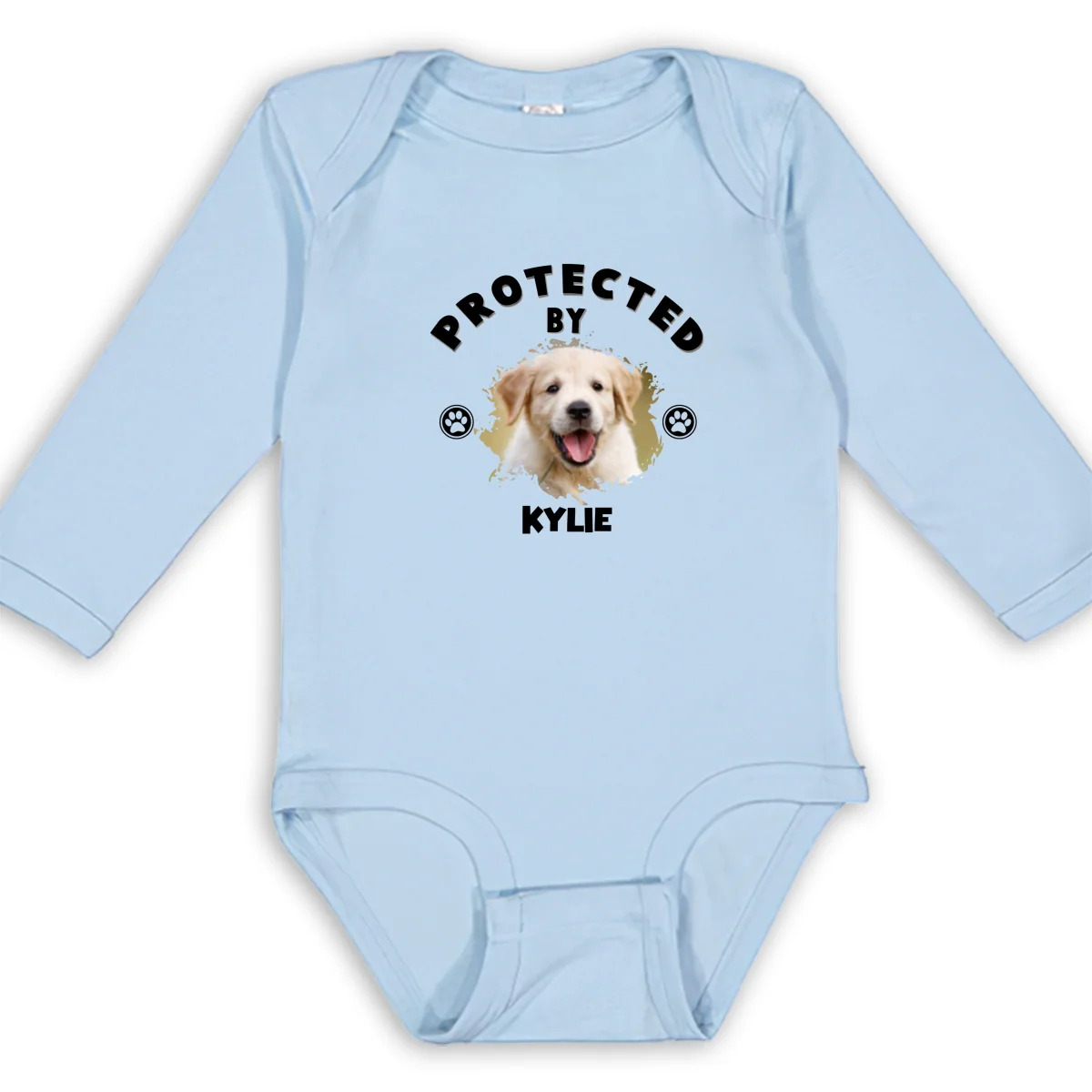 Human Protected By Dogs Photo - Personalized Custom Long Sleeve Baby Onesie - Image 9