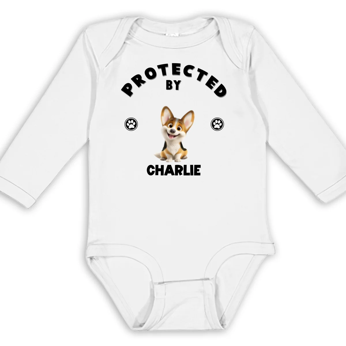 Human Protected By Pets - Personalized Custom Long Sleeve Baby Onesie - Image 6