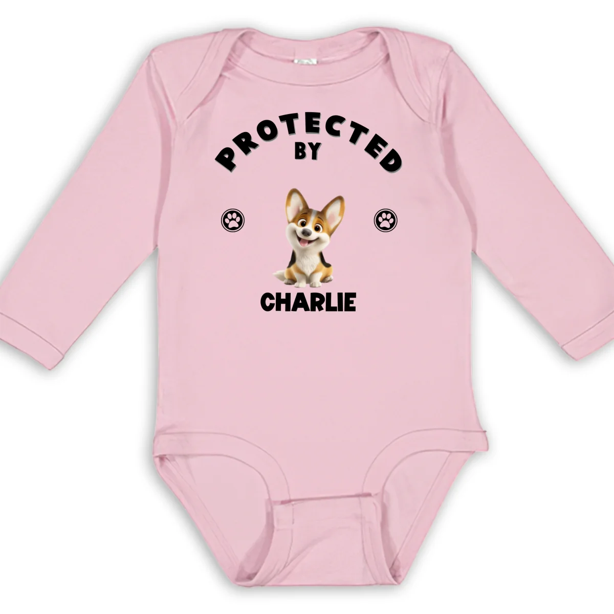 Human Protected By Pets - Personalized Custom Long Sleeve Baby Onesie - Image 9