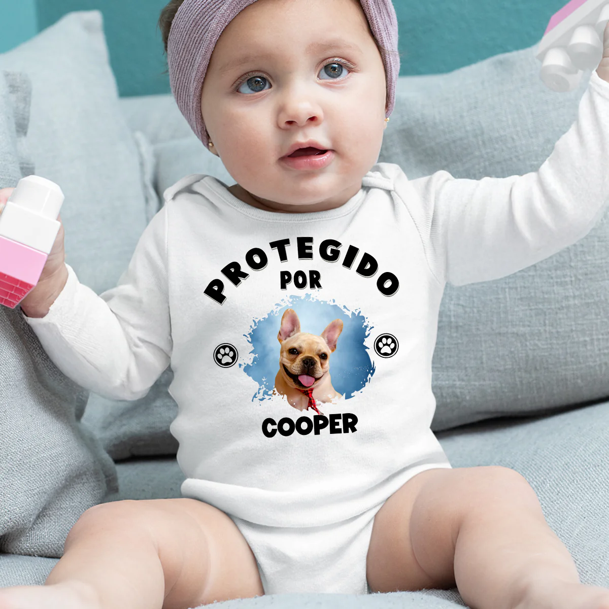 Humano Protegido por Perros Foto - Body de Bebé de Manga Larga Personalizado - Image 4