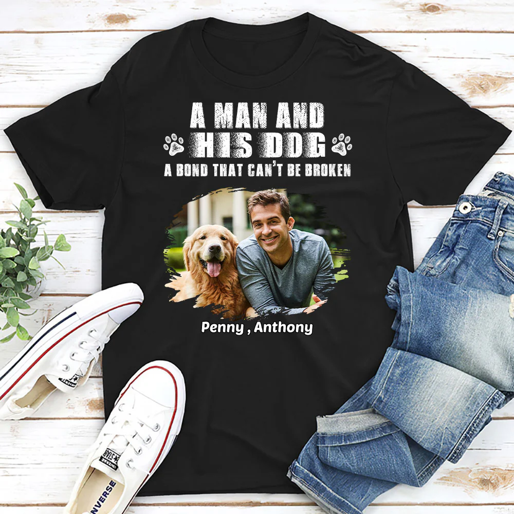 I Am A Dog Dad Photo - Personalized Custom Unisex T-Shirt - Image 2