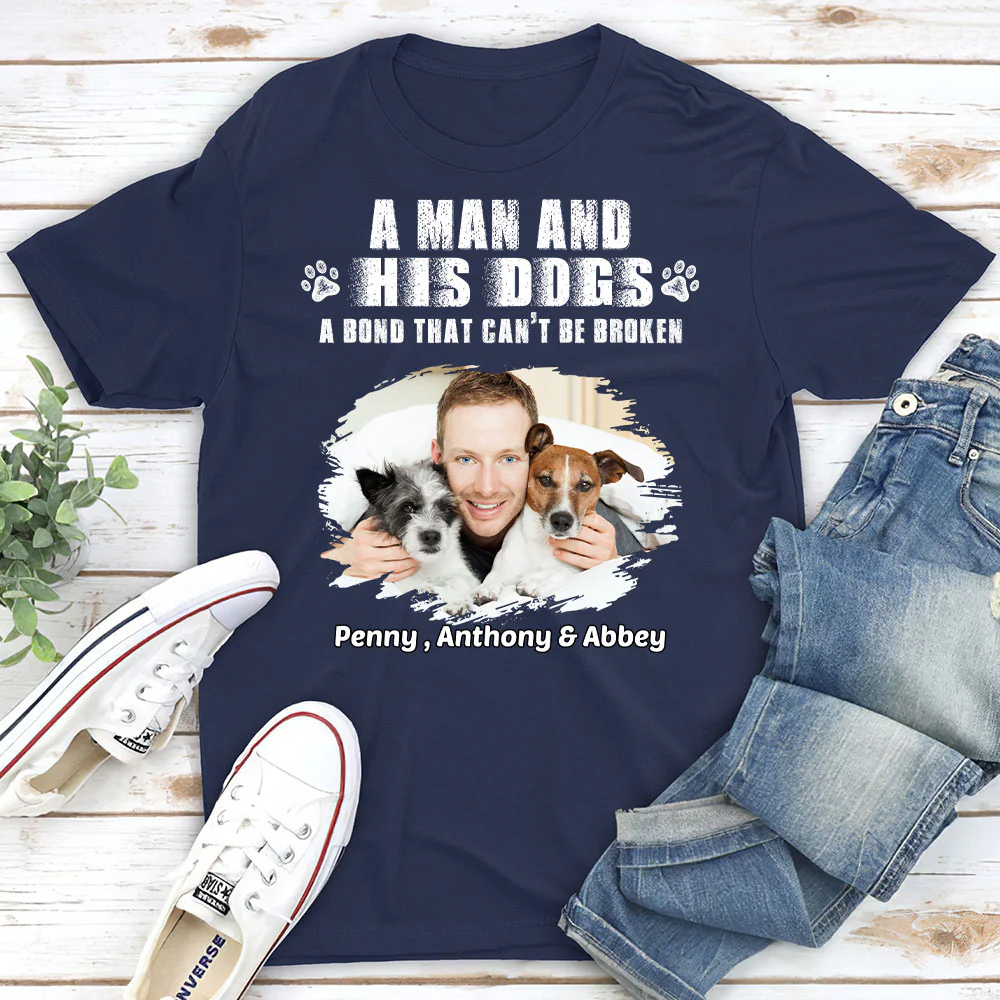 I Am A Dog Dad Photo - Personalized Custom Unisex T-Shirt - Image 3