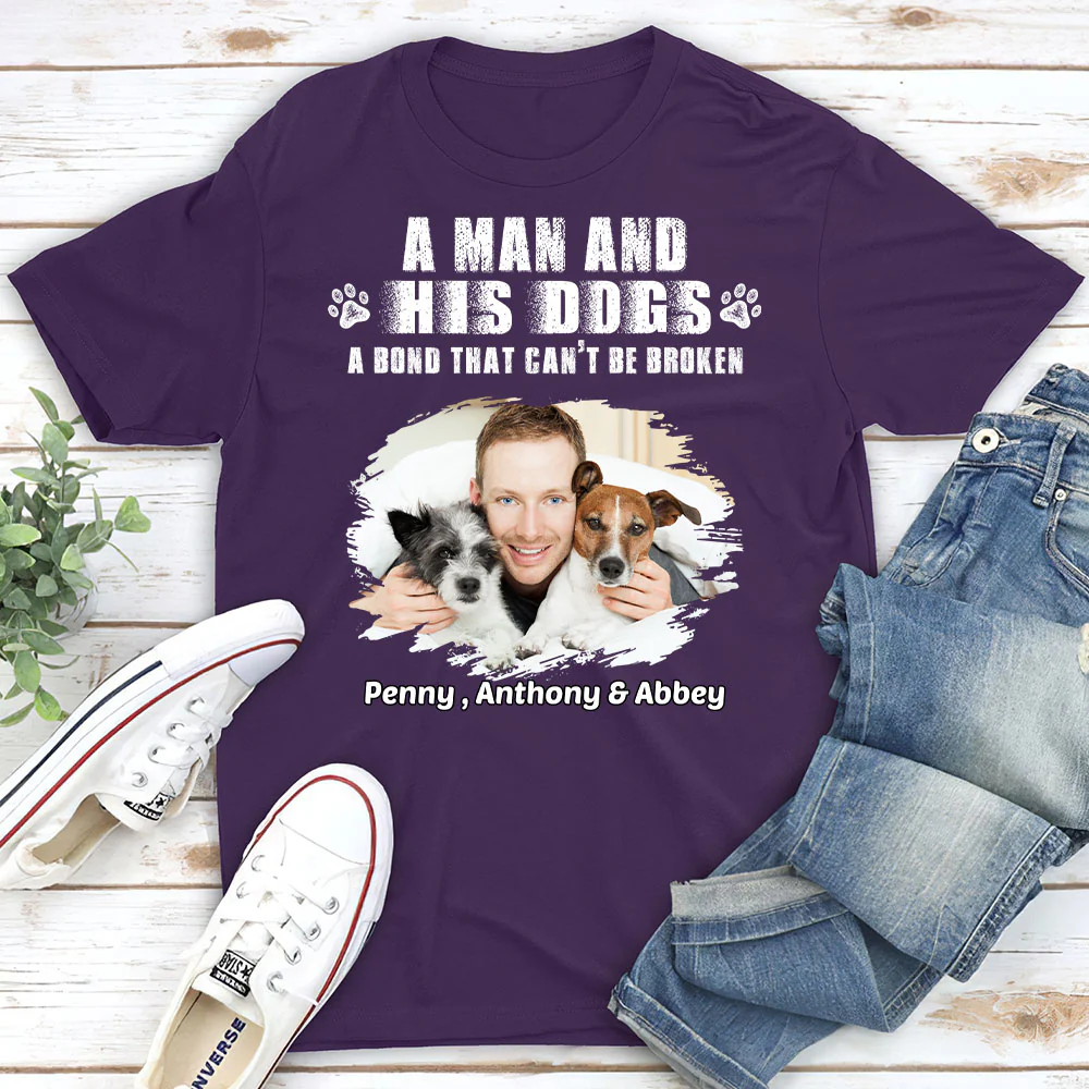 I Am A Dog Dad Photo - Personalized Custom Unisex T-Shirt - Image 4