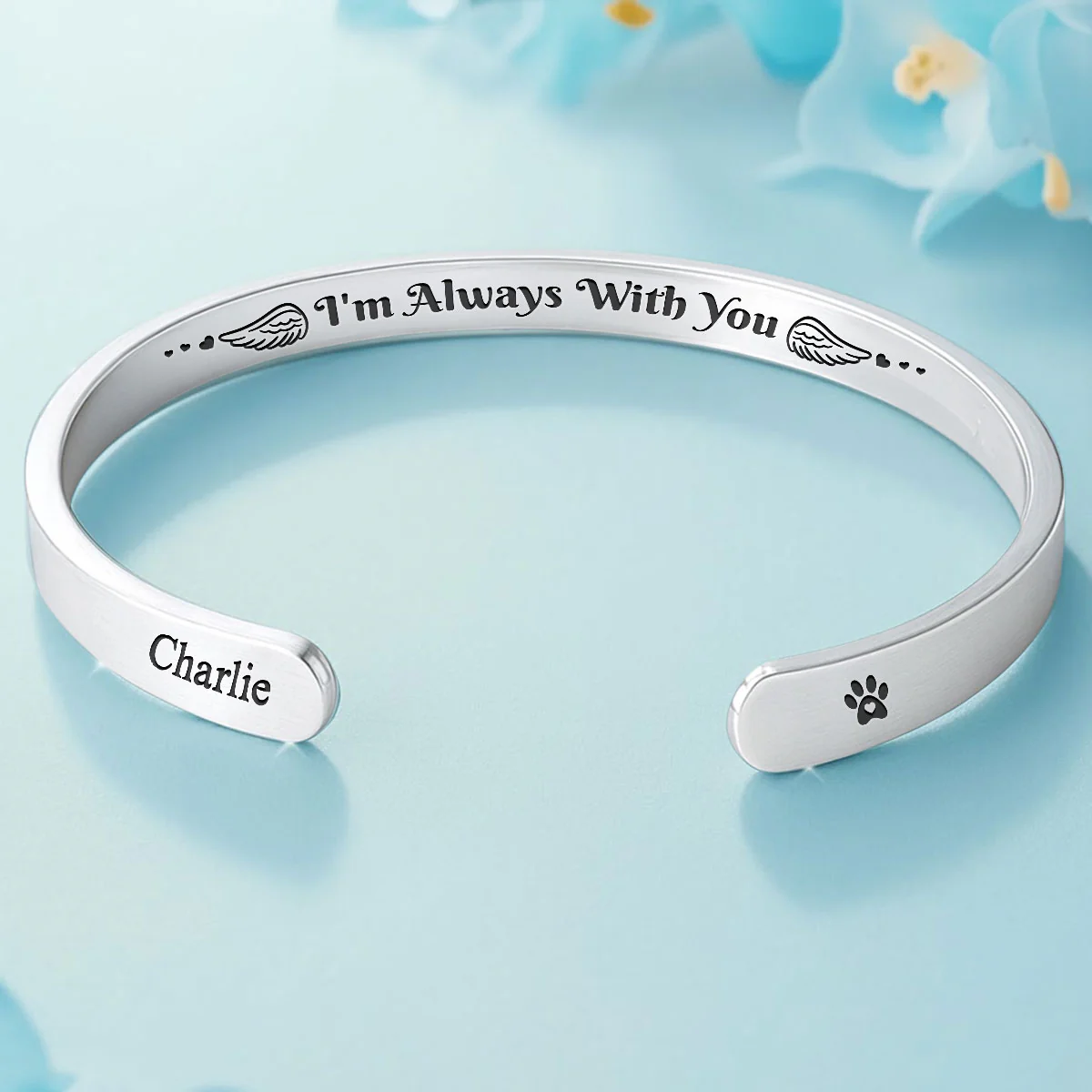 I Am Always With You - Personalized Custom Bracelet Cuff - Image 5
