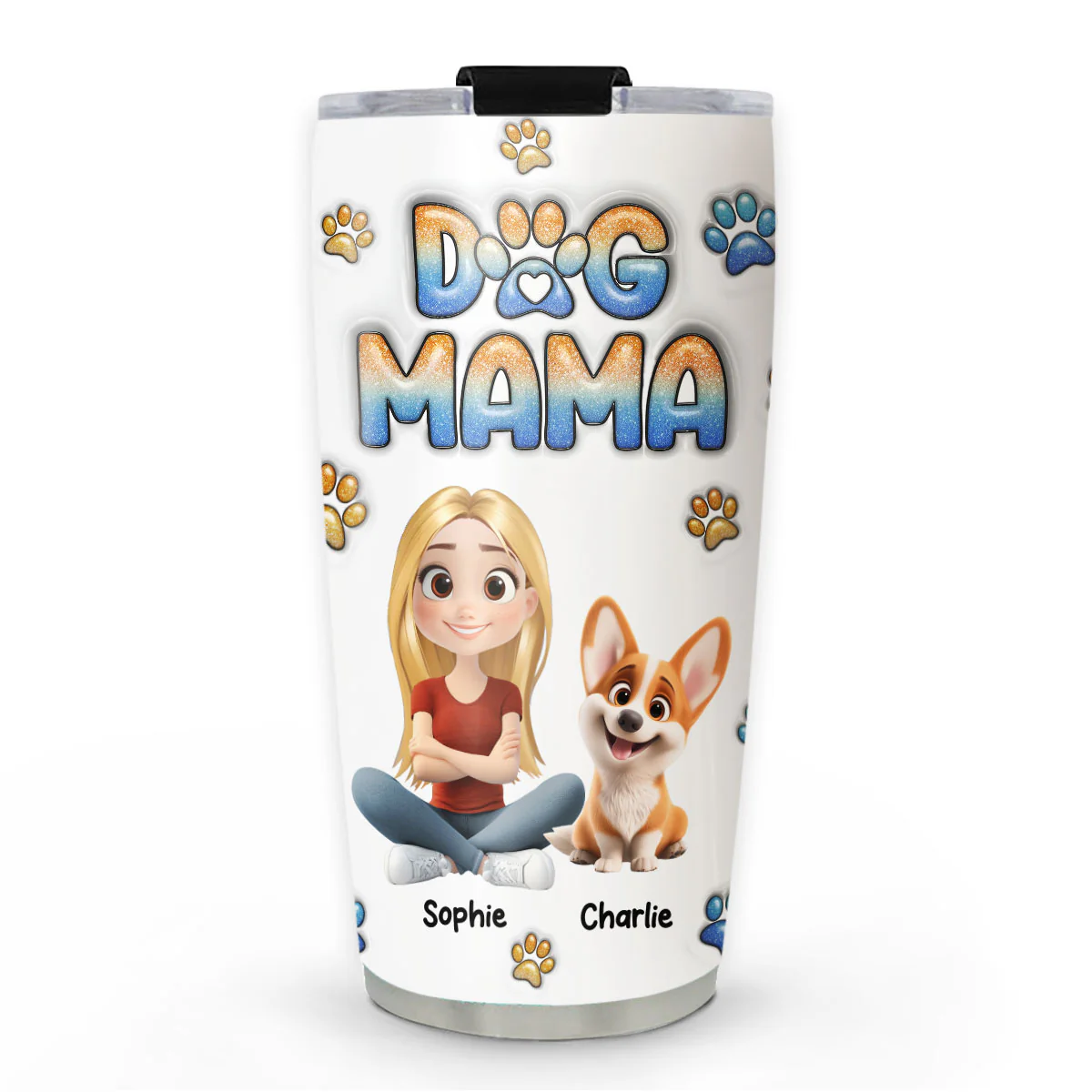 I Am Dog Mom - Personalized Custom 3D Inflated Effect Tumbler