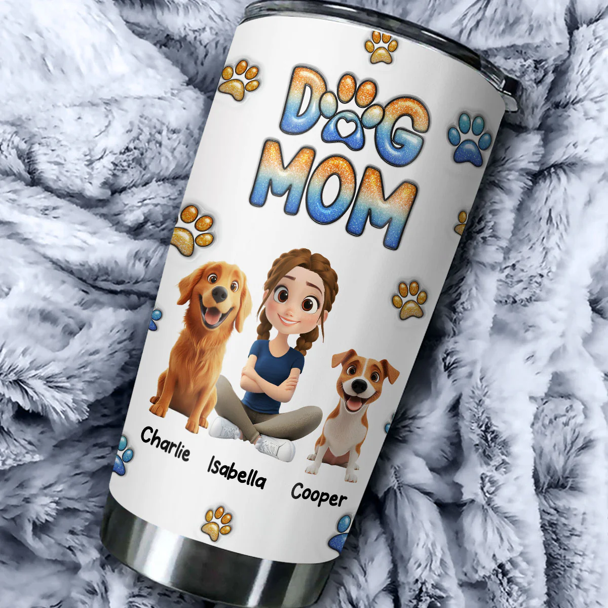 I Am Dog Mom - Personalized Custom 3D Inflated Effect Tumbler - Image 2