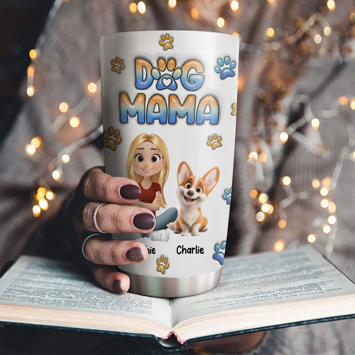 I Am Dog Mom - Personalized Custom 3D Inflated Effect Tumbler - Image 3