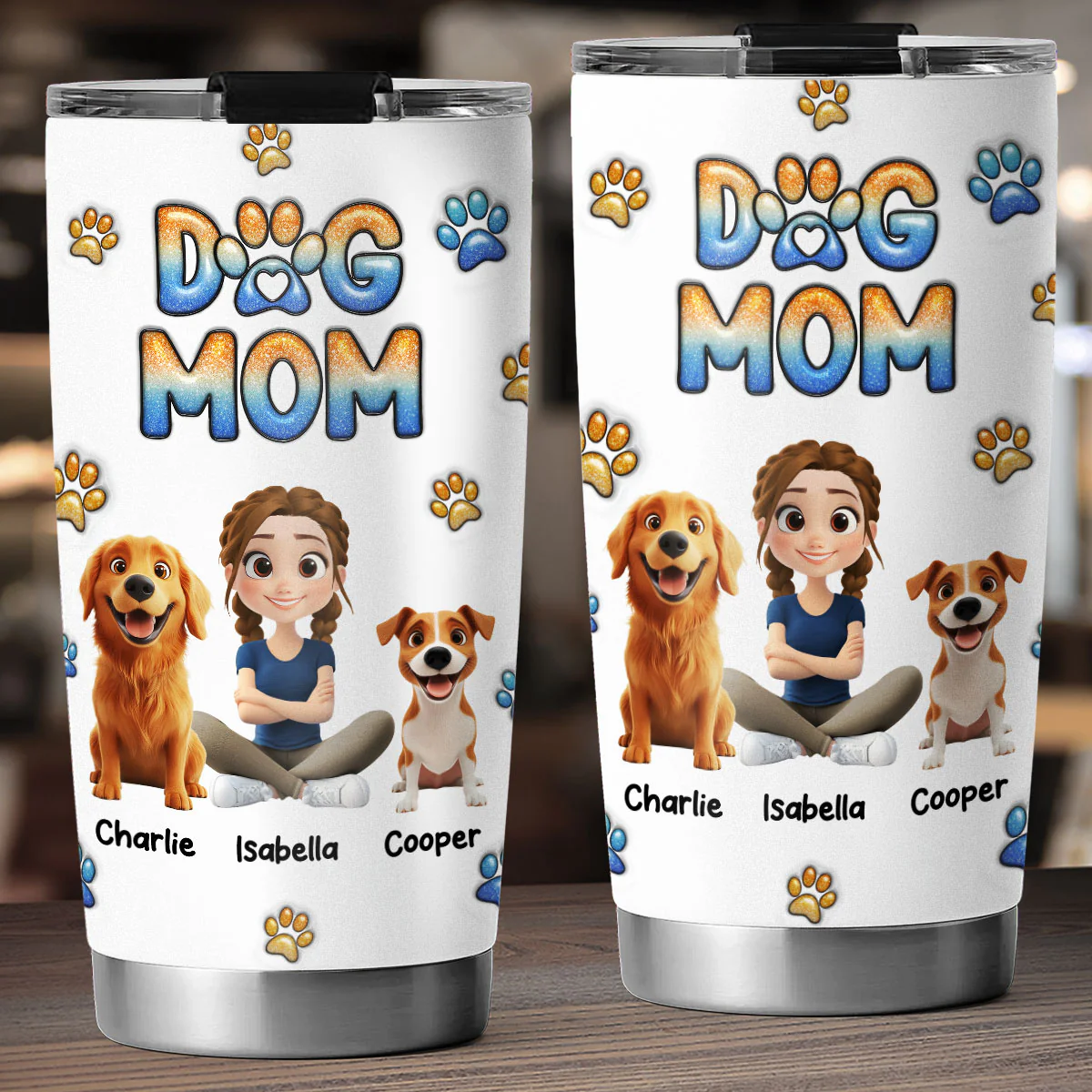 I Am Dog Mom - Personalized Custom 3D Inflated Effect Tumbler - Image 4