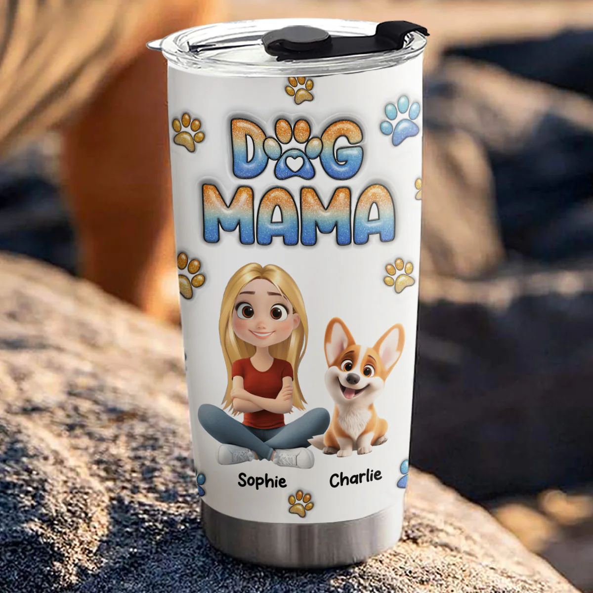 I Am Dog Mom - Personalized Custom 3D Inflated Effect Tumbler - Image 5