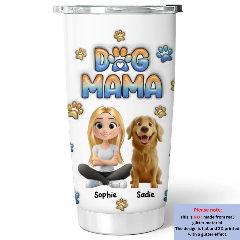 I Am Dog Mom - Personalized Custom 3D Inflated Effect Tumbler - Image 6