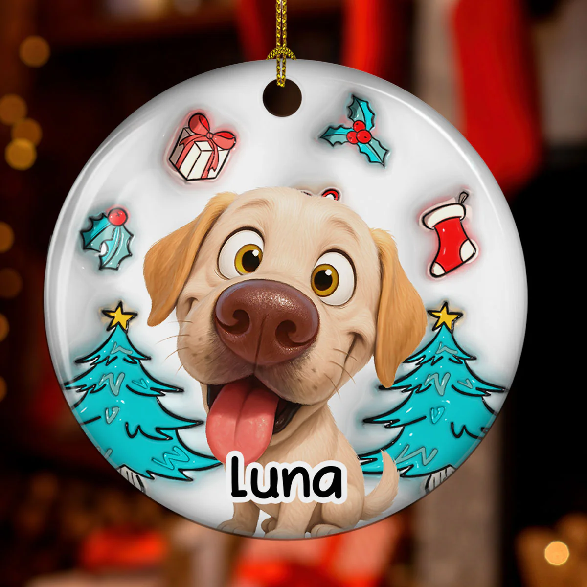 I am Santa - Personalized Custom 3D Inflated Effect Ceramic Ornament - Image 4