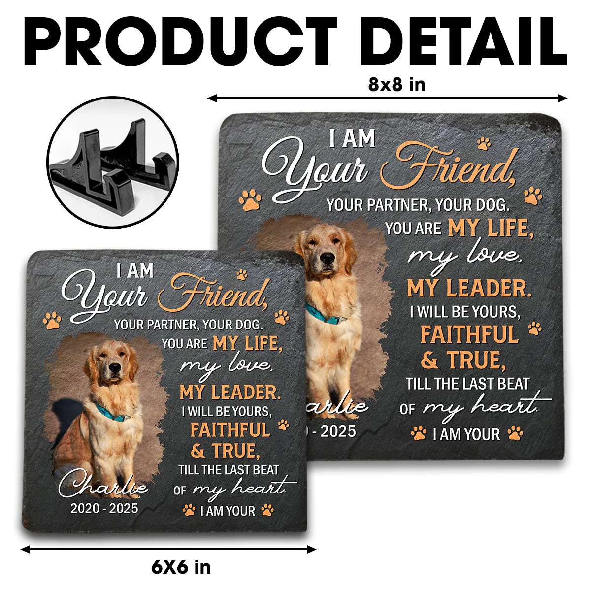 I Am Your Friend - Personalized Custom Square Shaped Stone - Image 6