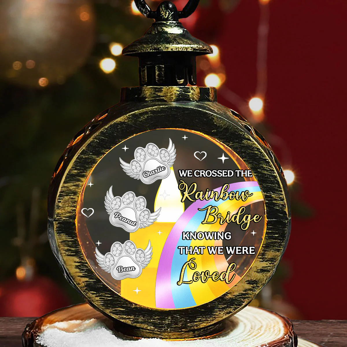I Crossed The Rainbow Bridge - Personalized Custom Christmas Lantern