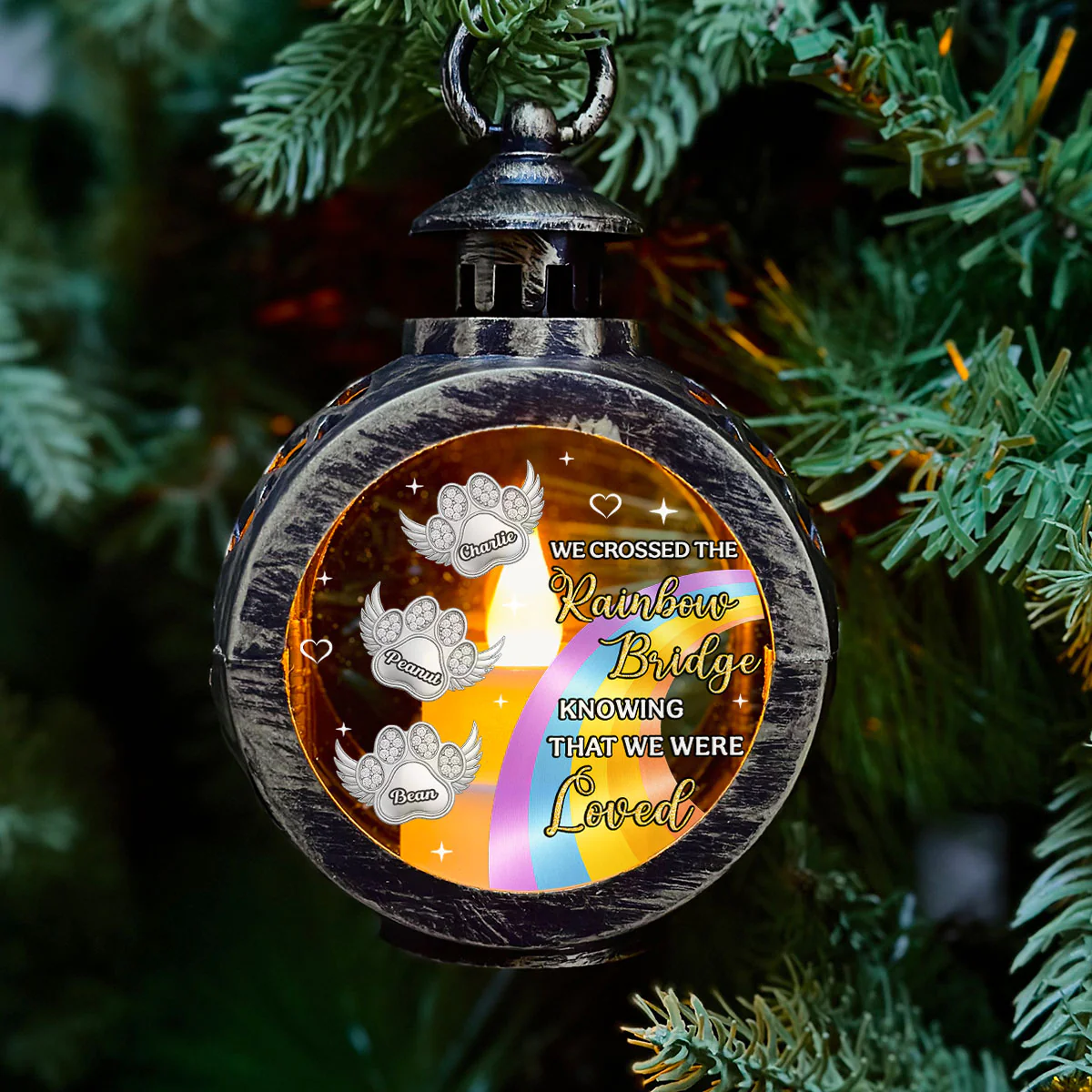 I Crossed The Rainbow Bridge - Personalized Custom Christmas Lantern - Image 2
