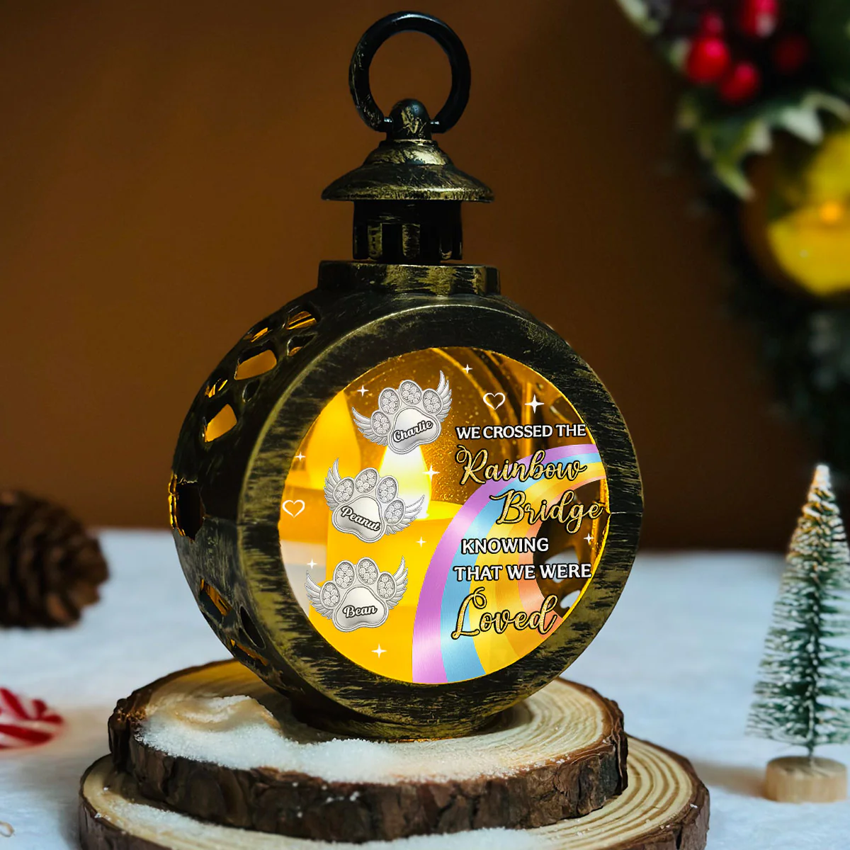 I Crossed The Rainbow Bridge - Personalized Custom Christmas Lantern - Image 5
