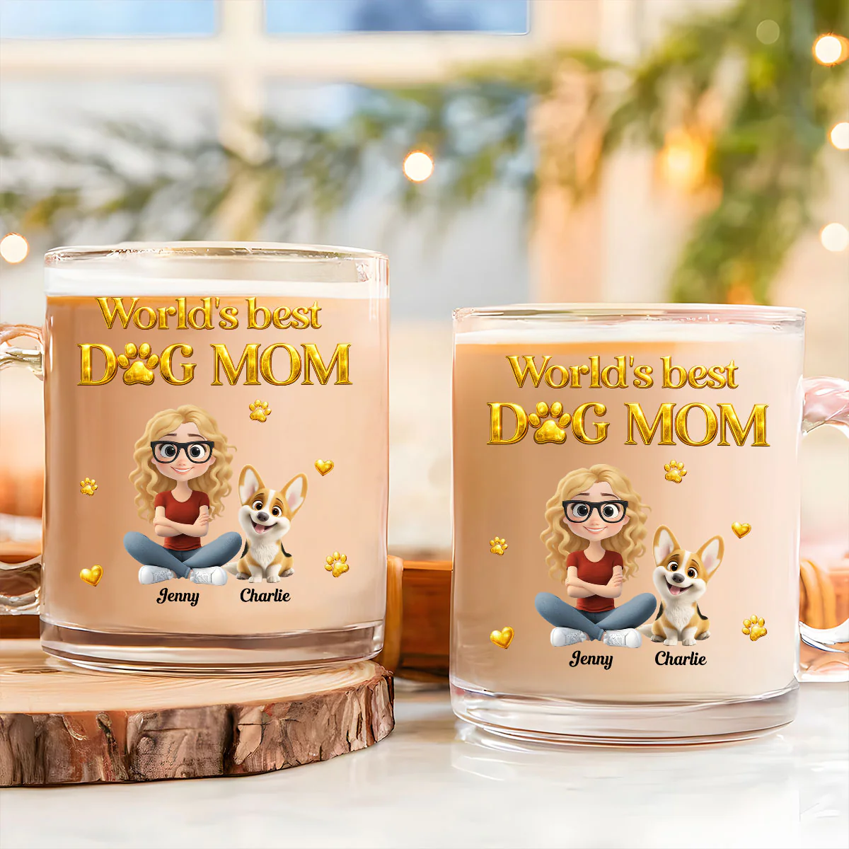I Love My Dog - Personalized Custom 3D Effect Glass Mug - Image 2