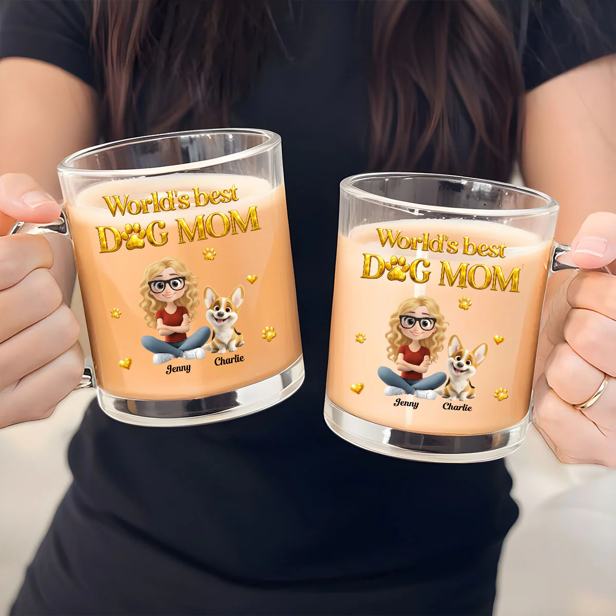 I Love My Dog - Personalized Custom 3D Effect Glass Mug - Image 4