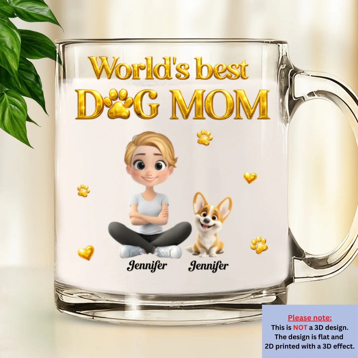 I Love My Dog - Personalized Custom 3D Effect Glass Mug - Image 5