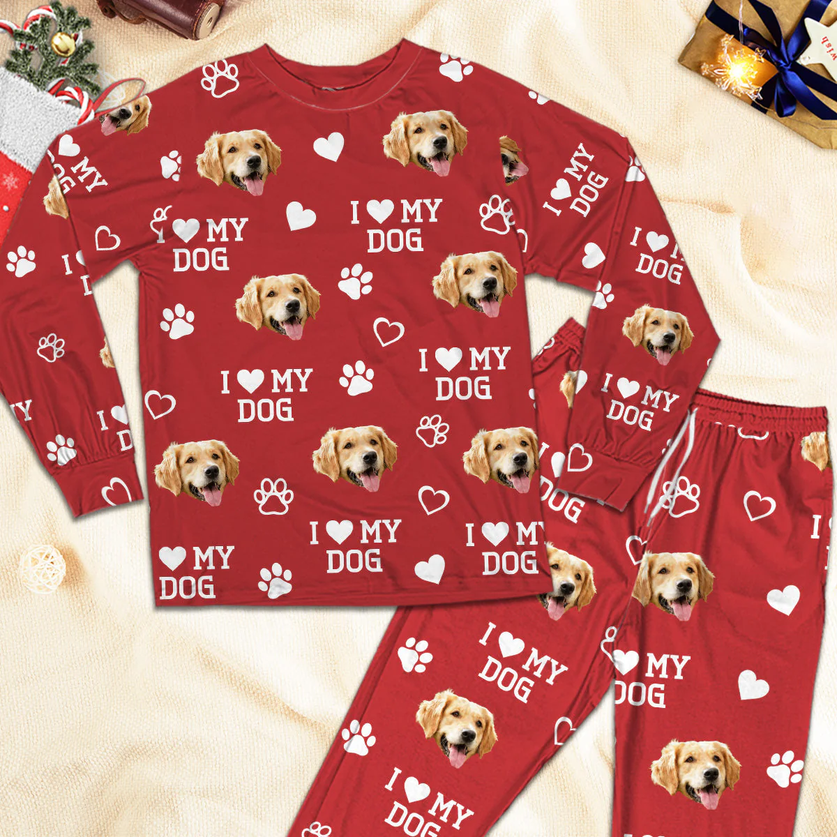 I Love My Dog - Personalized Custom Pajama Set