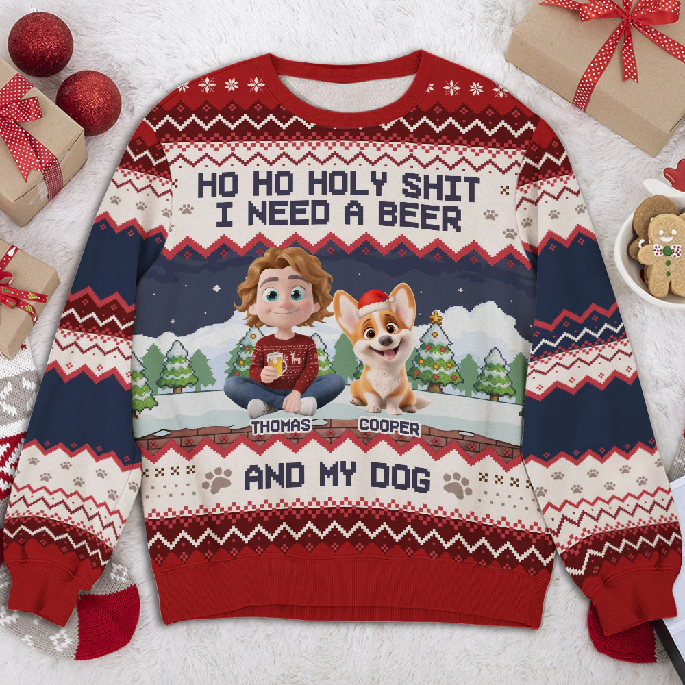 I Need A Beer And My Dog - Personalized Custom All-Over-Print Sweatshirt - Image 2