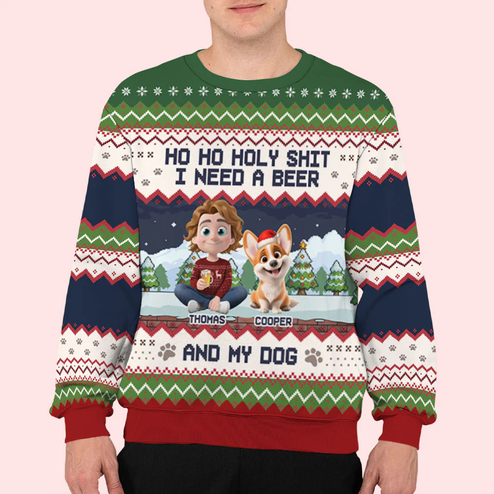 I Need A Beer And My Dog - Personalized Custom All-Over-Print Sweatshirt - Image 3