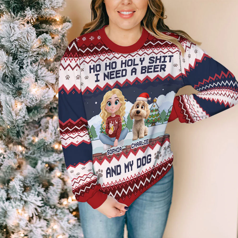 I Need A Beer And My Dog - Personalized Custom All-Over-Print Sweatshirt - Image 5