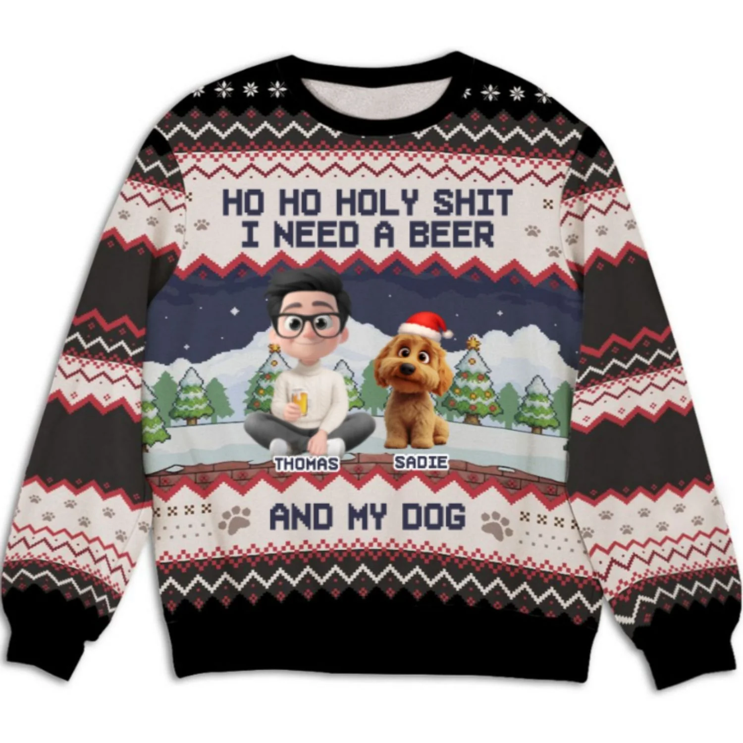 I Need A Beer And My Dog - Personalized Custom All-Over-Print Sweatshirt - Image 7