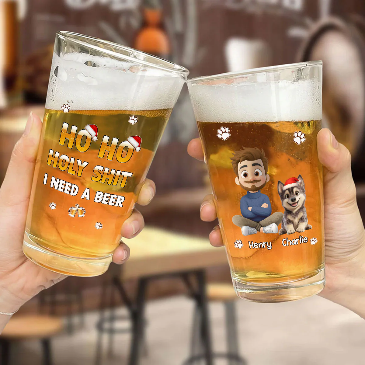 I Need A Holy Beer - Personalized Custom Beer Glass - Image 2