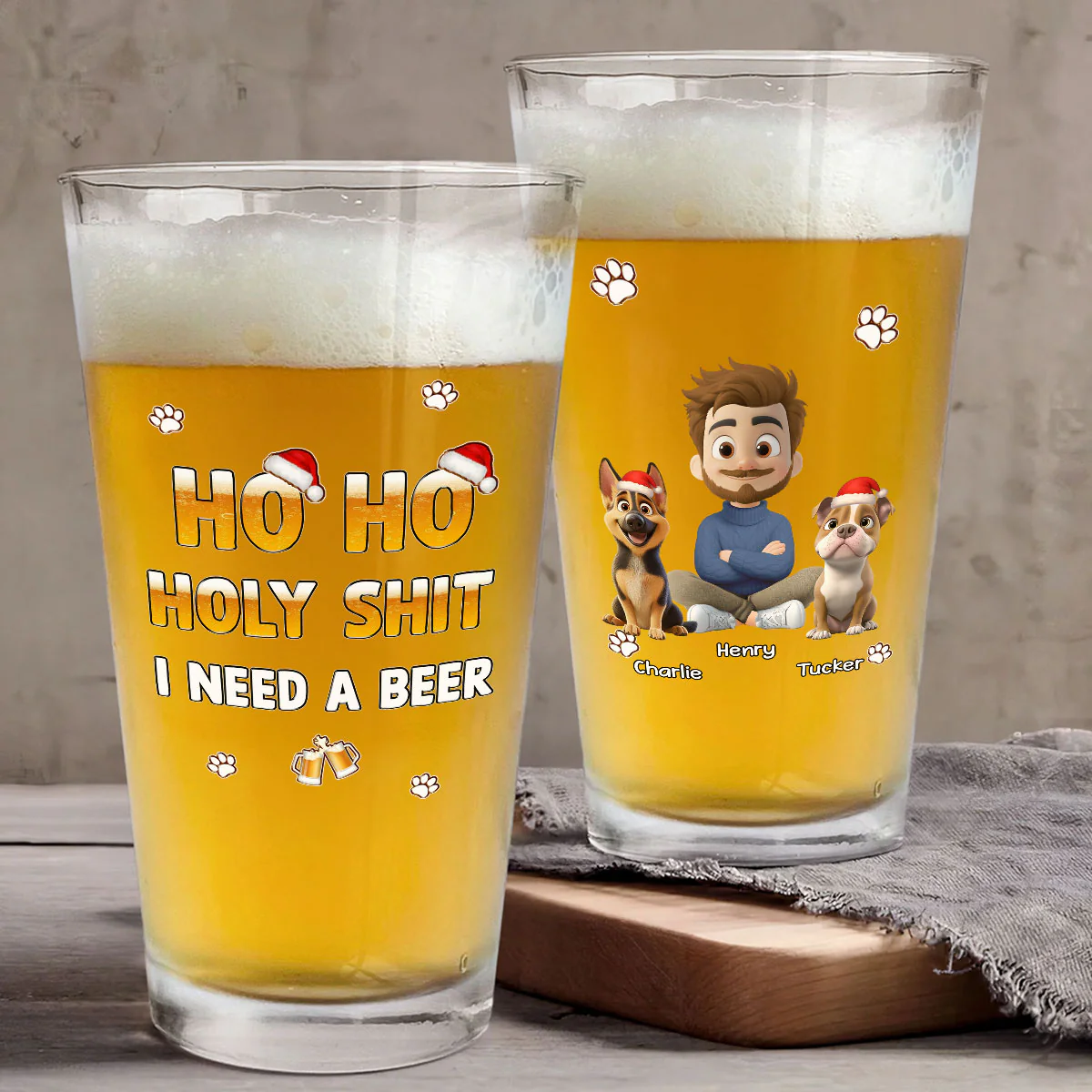 I Need A Holy Beer - Personalized Custom Beer Glass - Image 3