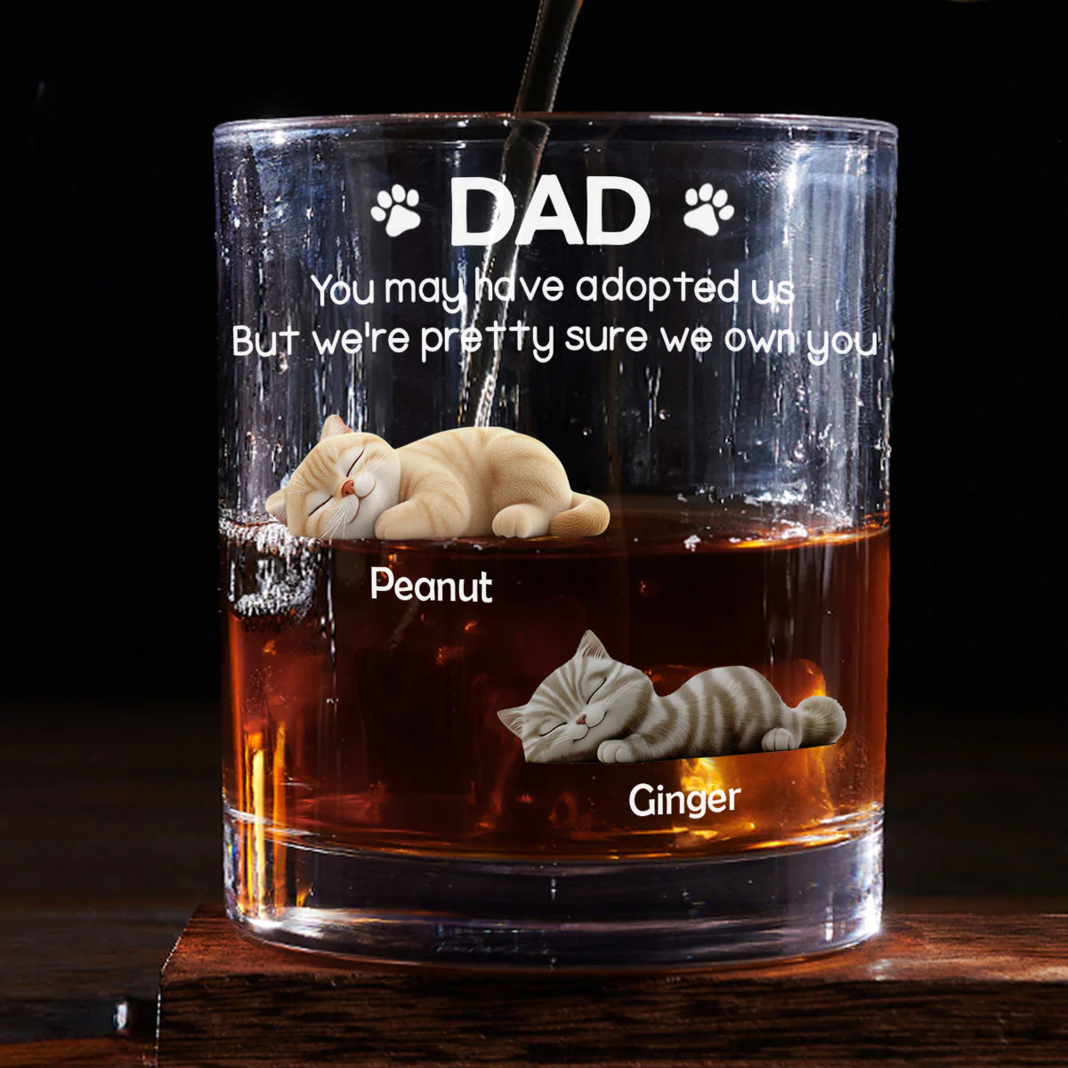 I Own You For Sure Cat Version 2 - Personalized Custom Whiskey Glass - Image 3