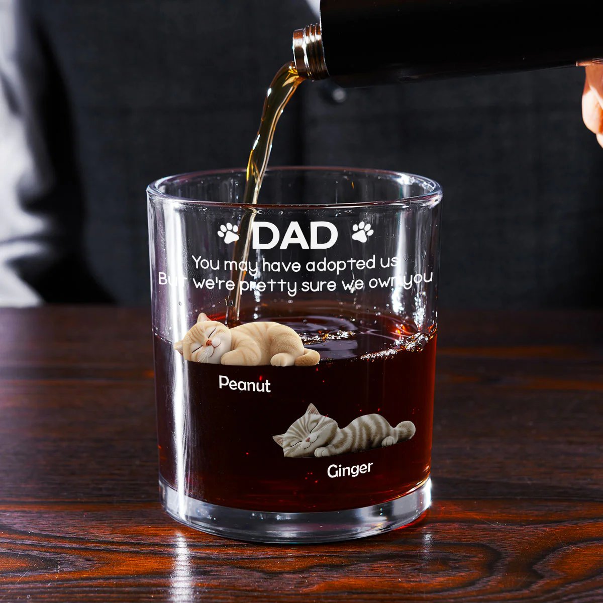 I Own You For Sure Cat Version 2 - Personalized Custom Whiskey Glass - Image 4