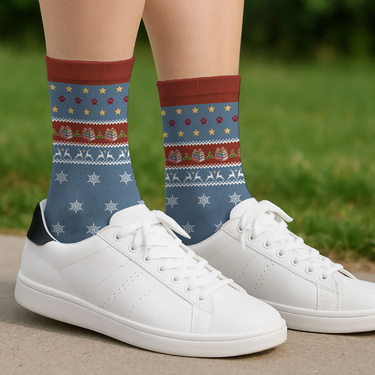 I Pet Dog And Know Things Christmas - Personalized Custom Crew Socks - Image 3