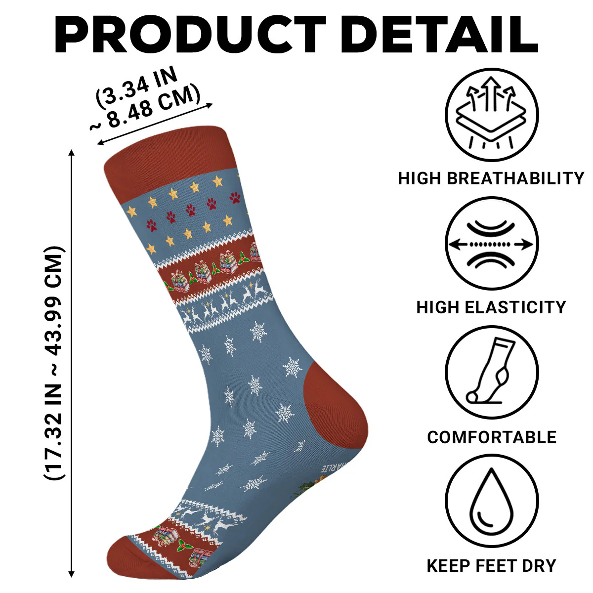 I Pet Dog And Know Things Christmas - Personalized Custom Crew Socks - Image 5