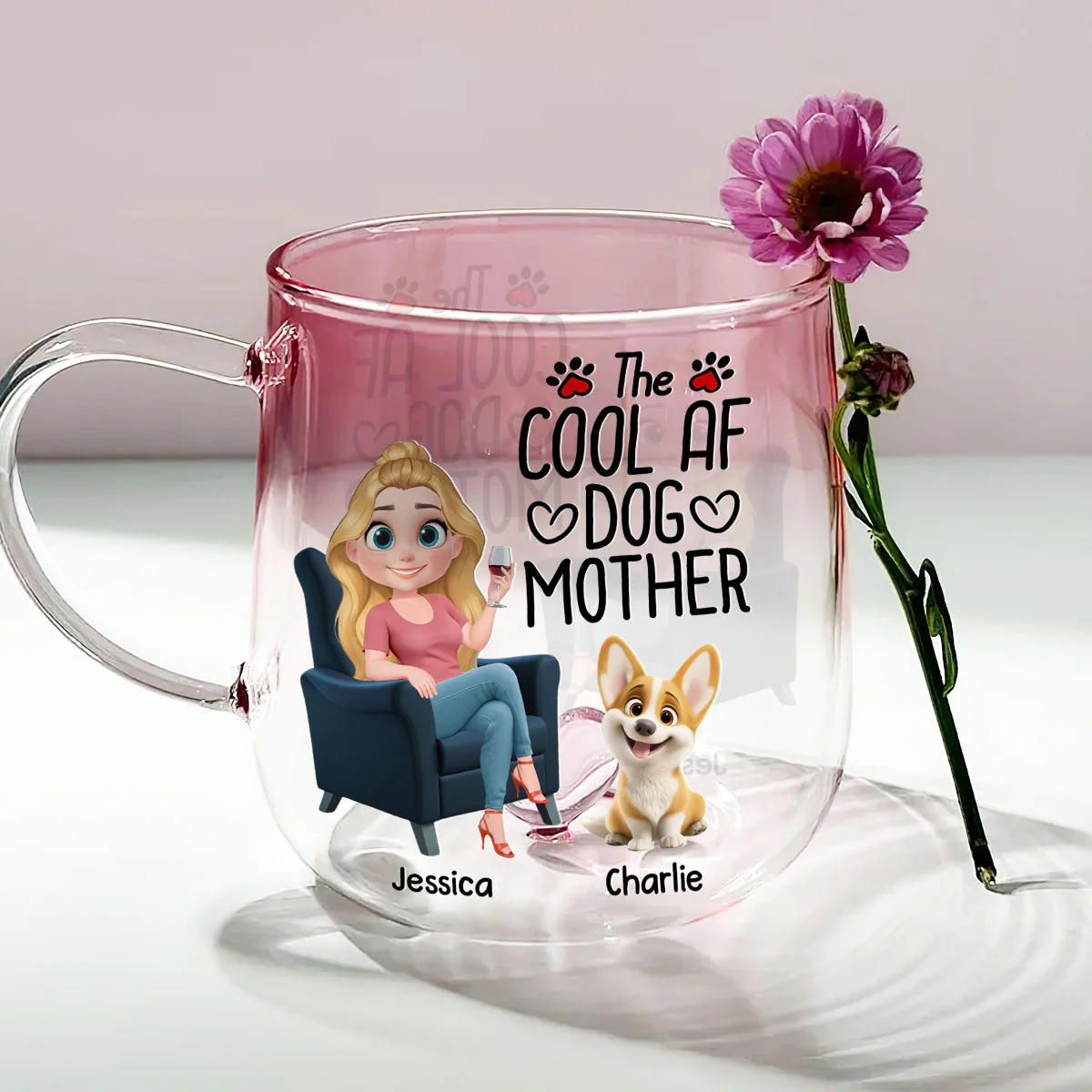 I Sure Am - Personalized Custom Pink Gradient Glass Mug - Image 2