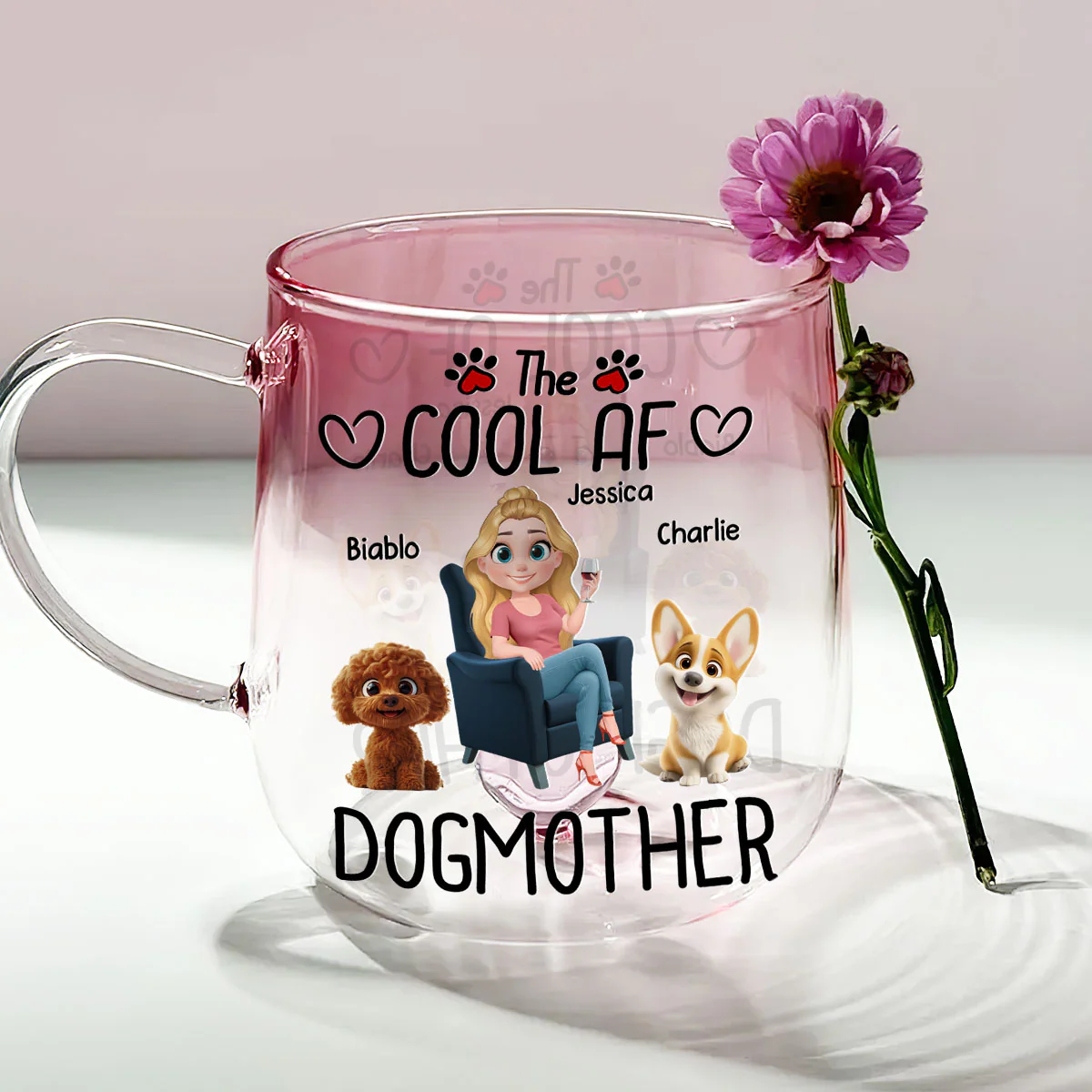 I Sure Am - Personalized Custom Pink Gradient Glass Mug - Image 3