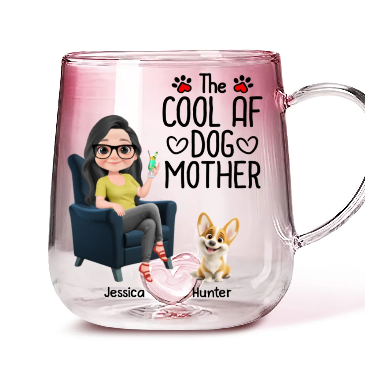 I Sure Am - Personalized Custom Pink Gradient Glass Mug - Image 7
