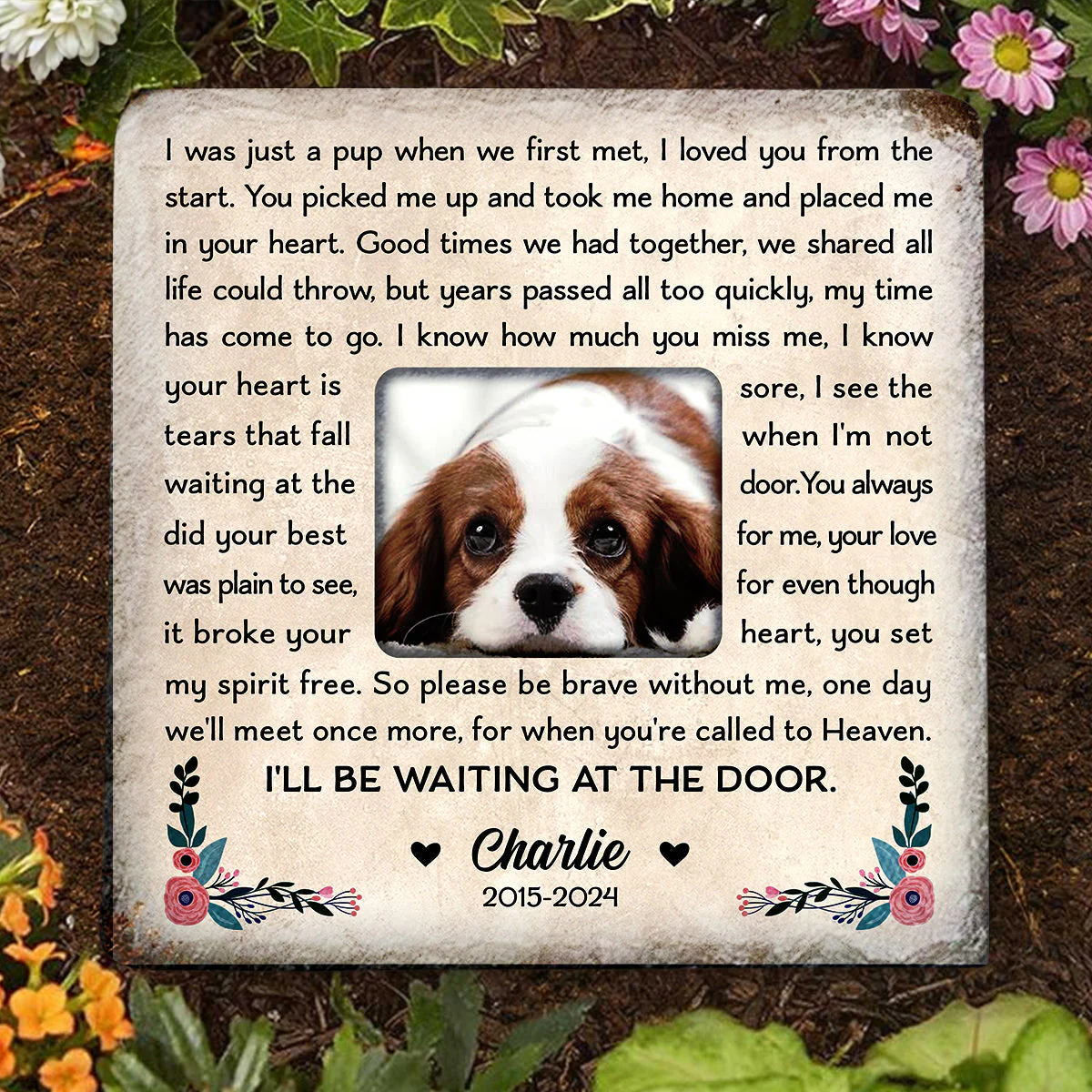I Will Be Waiting At Door - Personalized Custom Pet Memorial Stone