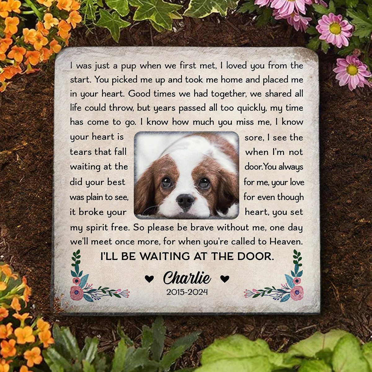 I Will Be Waiting At Door - Personalized Custom Pet Memorial Stone - Image 2