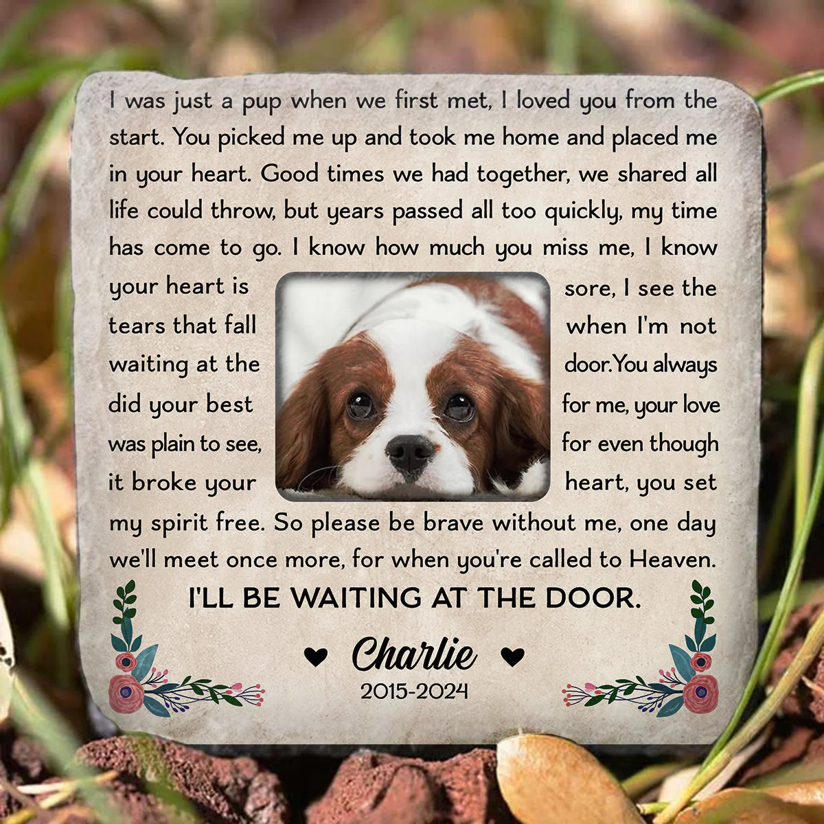 I Will Be Waiting At Door - Personalized Custom Pet Memorial Stone - Image 4