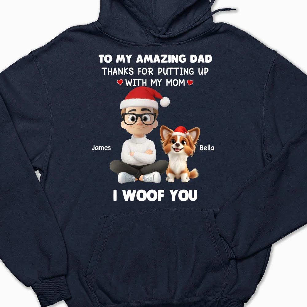 I Woof You Dog Dad - Personalized Custom Hoodie - Image 4