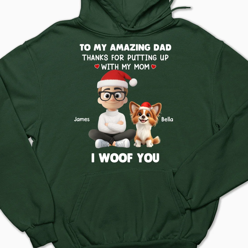 I Woof You Dog Dad - Personalized Custom Hoodie - Image 6
