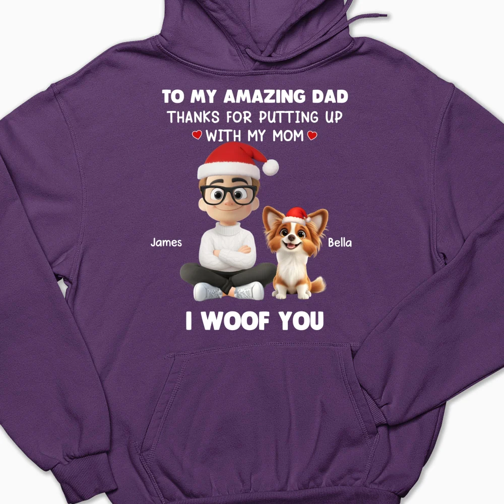 I Woof You Dog Dad - Personalized Custom Hoodie - Image 7